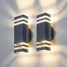 CANMEIJIA E27 底座方形 LED 壁灯，亚克力 IP 防水户外庭院/花园/室内家居/客厅/卧室/楼梯/街道/外墙/内墙/露台/浴室/走廊/入口照明灯具