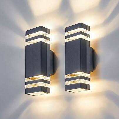 CANMEIJIA Waterproof Outdoor Wall Light, Fits E27 Bulb/Built-In Light Source, Exterior Decorative Lighting Fixture, Acrylic IP Waterproof Patio/Garden/Indoor Home/Living Room/Bedroom/Stairway/Street/Exterior Wall/Interior Wall/Patio/Bathroom/Hallway/Entryway Lighting