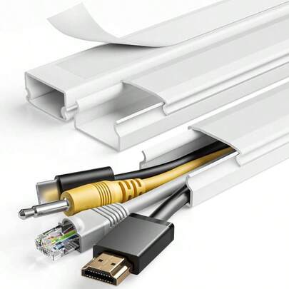 TV Cord Hider, 47In Cord Cover, Large Hider, Wire Covers 4 Cords, Raceway Wire Hider, Wire Hiders TV On Wall, Cover Cord Concealer, 3L15.7in W1.18in H0.6in, White