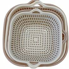 加厚双层沥水篮六件套洗菜盆厨房多功能客厅家用水果盆洗水果蔬菜篮微瑕 - 彩色 - 查看 17