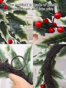 1 Stück realistischer Weihnachtsroter Fruchtdekoration, für Heimdisplay, Feiertagsatmosphäre im Wohnzimmer, Tischdekoration im Esszimmer, Wohnzimmer Kamin Atmosphäre Dekoration, realistische grüne Pflanzen, Eingangsbereich, Büro Weihnachtsdekoration