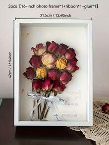 DIY干花相框，A4/8英寸/10英寸/6英寸/16英寸，透明亚克力面板，可放置照片，镂空收纳盒，手工展示框，标本展示框，模型展示架，适用于照片、花束、图片、纪念品、DIY艺术品、奖牌（白色）（仅包含镂空相框、透明亚克力板，不含干花） - 白色 - 查看 20