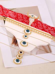1pc Bohemian Style Creative Fashion Luxury Elegant Copper Bull Head & Eye Print Fabric Necklace, Suitable For Daily, Date, Party, Summer, Beach, Holiday, Sports, Gift For Women, Sisters, Couples (The Eyes Are Made Of Resin With Foam Backing. Please Handle With Care If You Have Concerns.) - Gold - View 6