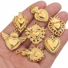 1/3件装多款304不锈钢18K镀金心形滴油吊坠DIY饰品配件，适合女性聚会、送礼及日常佩戴 - 紅色墜飾 - 查看 10