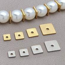 20/50 件 304 不锈钢扁平方形隔珠金属塞散珠小扁平缝珠适用于 DIY 手链项链珠宝制作 4/5/6/8 毫米 - 彩色 - 查看 2
