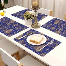 Christmas Santa Claus Fashion Glasses Linen Placemats, Heat Insulation Pads, Food Mats, Restaurant Supplies, Restaurant Decor, Outdoor Picnic Mats, Holiday Gifts, Suitable For Restaurants, Kitchens, Outdoor, Picnics, Holidays - Multicolor - View 5