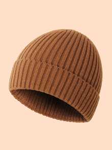 1 件儿童幼儿罗纹针织帽 - 多色可选，适合冬季、圣诞节和日常保暖 - Ribbed Knitted Beanie Hat - 查看 12