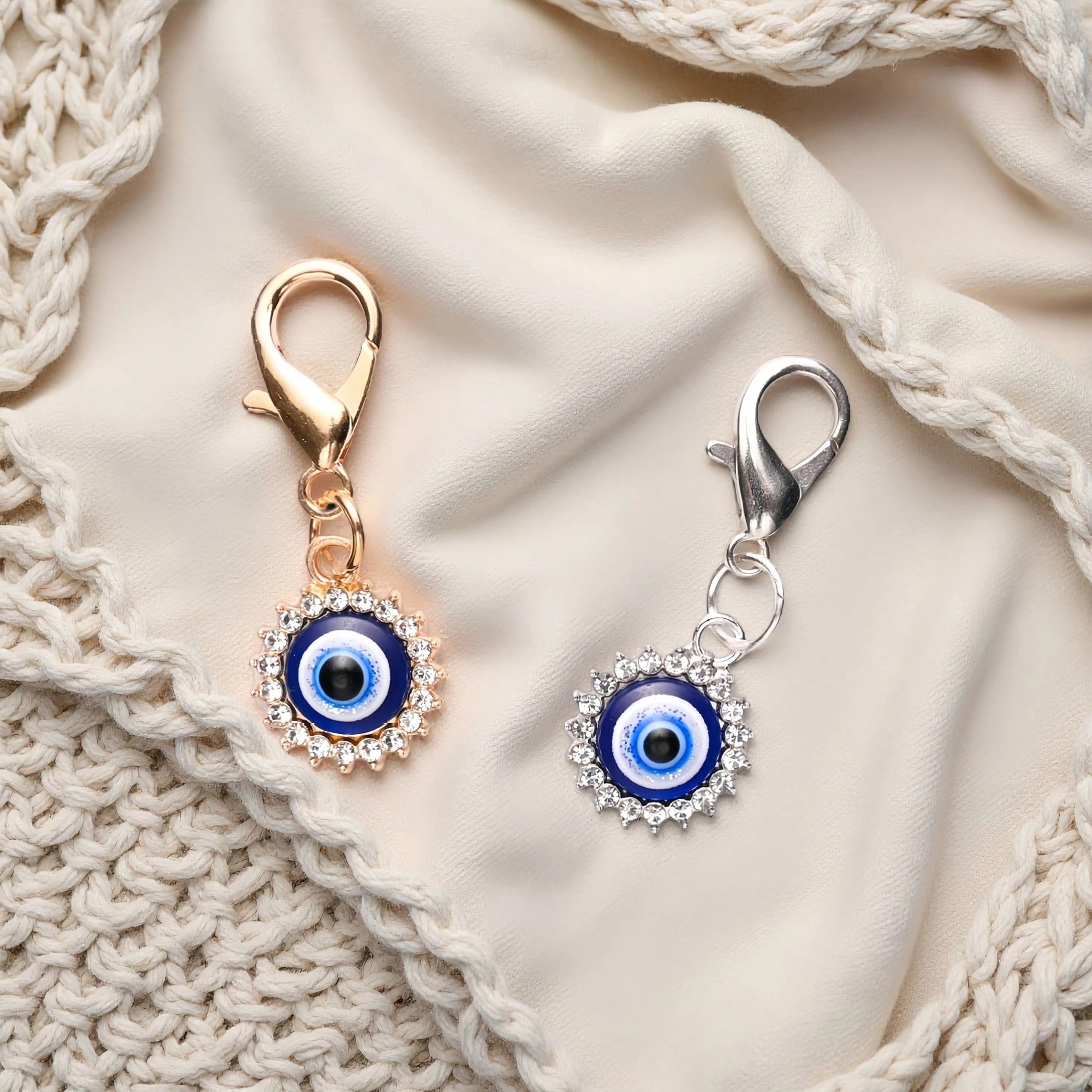 Evil Eye Keychain With Good Luck Card - Diamond Studded Blue Eye Protection Charm For Bag Charm, Keyring, Travel Accessories, Christmas Gifts, Wedding Bridesmaid Gifts, Valentine's Day Gift, Happy New Year Gifts, Eid Gifts, Ramadan Gifts, Thanks Gifts, Gifts For Women, Personalised Gifts, Stocking Fillers