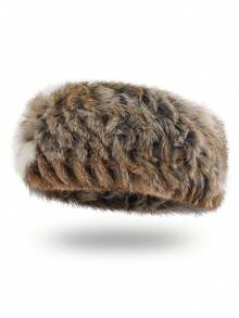1 pieza Diadema de piel de conejo de unicolor casual, versátil para el hogar, el transporte diario, accesorios para el cabello de mujer de todas las estaciones, bandanas de invierno, diademas de invierno, envolvente cálido para la cabeza