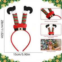 1 pezzo Fascia per capelli natalizia a tema cartone animato - Accessorio per feste natalizie con disegni di Babbo Natale, renne, albero di Natale - Materiale in plastica durevole, senza piume, accessorio natalizio