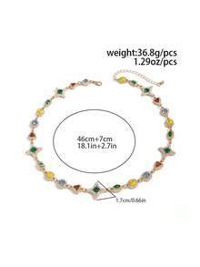 1 pieza Collar de cristal geométrico multicolor vintage y lujoso, collar de cadena geométrica personalizado para hombres, accesorio de atuendo diario y de fiesta, collar para parejas, regalo para vacaciones - Collar geométrico de diamantes de imitación - Ver 7
