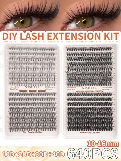 640 Cílios Individuais, 10D + 20D + 30D + 40D / 30D + 40D + 50D + 60D / 50D + 60D + 80D + 100D Cílios DIY Cluster 10-16mm Cílios Curvados em D com Cílios para Autoaplicação em Casa, Festivais de Música, Passeios Diários, Presentes de Natal, Decoração de Halloween, Clusters de Cílios Essenciais para o Feriado, Clusters de Cílios, Cílios Individuais, Cílios, Cílios Postiços