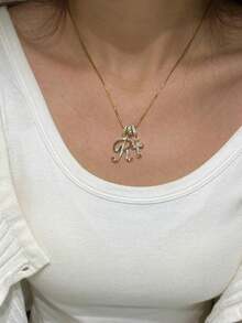 1pc Minimalist Cubic Zirconia Heart Gemstone Initial Letter DIY Necklace, Customized Simple Letter Name Necklace, Stainless Steel Initial Pendant Necklace, Fashionable, Autumn, Minimalist, Casual, Vintage Coin Customized, Personalized, Unique Gift For Girlfriend, Mom, Family, Friend, Daughter, Anniversary, Valentine's Day, Mother's Day, Birthday, Graduation, Daily Wear, Wedding, Prom