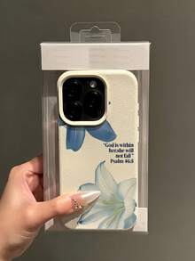 Flower Elements 时尚防震 TPU 1 件装白色百合花及英文文字图案全包手机壳，兼容苹果 16、15、14、13、12、11 Pro Max 系列，春季礼物周年纪念，国际版，非国内版 - 彩色 - 查看 4