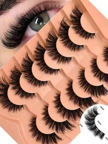 7 paia di ciglie finte a forma di occhio di gatto, fluffy e naturali, con estremità alate, per allungare lo sguardo. ciglie finte per estensioni ciglie, accessori da viaggio per il trucco.