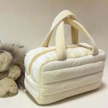 Joyeuse Casual Cute Dopamine Style Lightweight Soft Plush Puffy Down Knitting Quilt Bag Yellow Mini Hand Bag Square Bag For Girls And Women Perfect For Gift Bag And For Fall Essential For Shopping And For Daily Use