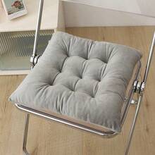 1pc 100% Polyester Thick Crystal Velvet Seat Cushion, With Ties, Suitable For Computer Office, Driving And People Who Need To Sit For A Long Time