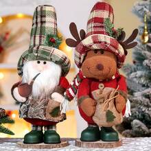 Neue Weihnachts-Teleskop-Puppen-Ornamente, Weihnachtsgeschenk, vintage karierter alter Mann Schneemann stehende Puppen-Ornamente - Verschiedenfarbig - Übersicht 4