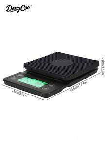 Dengcoo 1 件带计时器的咖啡秤 LCD 背光显示屏高精度厨房食品秤带去皮功能最大负载 6.6LB/3KG 0.1g 精度传感器（不含电池）倒入咖啡工具非常适合厨房和咖啡豆测量 - 黑色 - 查看 8