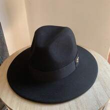 Felt Fedora Hat Stylish Decorative Bee Belt Jazz Cap Wide Brim Panama Hat For Daily Life And Party - màu đen - Xem 3