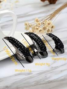 5 件套万圣节恶指、复古鹰爪戒指、水钻指甲装饰指环、性感戒指