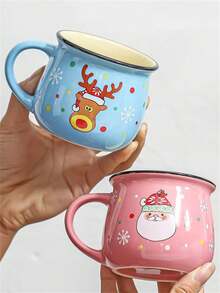1 pieza Taza de café de Navidad, taza de cerámica como regalo, chocolate caliente navideño para mamá, mujeres, familia, amigos, decoración de bandeja escalonada de estilo rústico, bar