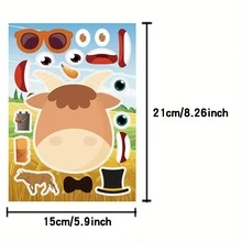 6/12 Pcs Farm Animal Stickers, Including Mini Pigs, Sheep, Cows, Horses, Cartoon Stickers For DIY, Face Decorations, Holiday Party Favor Bags, Model Fillers