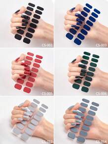 48/96/128/192片装多巴胺美甲贴纸套装，包含粉色、黑色、白色、红色、蓝色、绿色等多种颜色，闪光美甲贴纸，DIY全套美甲贴纸，按压式美甲贴纸，渐变闪光美甲贴纸，持久耐用，适合日常、圣诞节、新年、派对等场合，快速轻松地打造美丽惊艳的美甲造型。（注意：本产品不适用于UV固化） - 彩色 - 查看 23