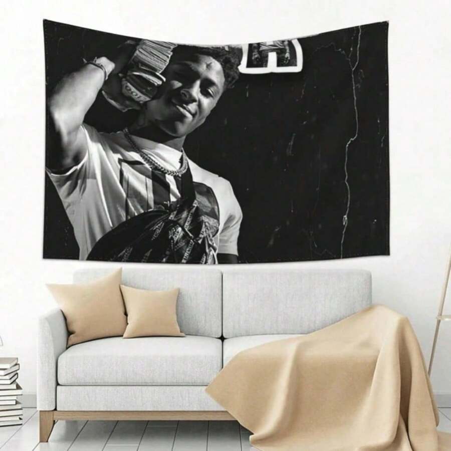 Young Boy Never Broke Again Hip Hop Artist Tapestry Background Cloth Wall Hanging Curtain Wall Decor For Bathroom With Free Installation Kit Gifts Birthday Graduation Room Decor Tapestry For Room Wall Tapestry Flag Home Decor - Hip-Hop Fan Gift For Birthday Christmas Halloween Festival Valentine's Day Music Festival - No Electricity Needed Highquality Print Faderesistant Material - 彩色 - 查看 1