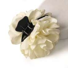 1 件优雅山茶花面料发夹，简约花卉发饰，温柔清新风格，适合女性发饰秋季爪夹优雅发夹秋季发夹花夹冬季度假装女士 - 彩色 - 查看 6