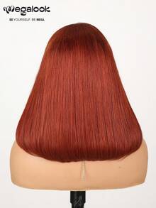 MEGALOOK Peruca Bob Wig de Cabelo Humano Sem Cola com Renda 4x4 de Cor Marrom Avermelhado, Reta e Curta de 8-14 Polegadas, #33 Peruca com Renda Transparente Sem Cola, Pré-Aparada com Cabelo Respirável para Uso Diário, Escritório, Festa, Estilo Y2K, Férias, Cosplay, Escola, Halloween, Festival