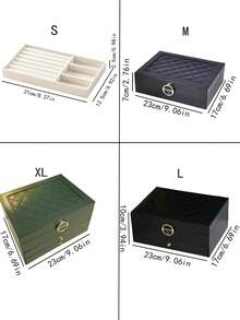 1pc Rhombus PU Leather Multi-Layer Jewelry Box, Ladies Girls Decorative Lock Jewelry Box, Luxury Large Capacity Multi-Layer Jewelry Storage Box, Suitable For Earrings, Rings, Watches, Necklaces And Bracelets, Anti-Oxidation Storage Box, With 2-Layer Display Ring-Earring-Necklace Storage Box, Lockable Jewelry Box For Earrings, Rings, Bracelets, Necklaces, Jewelry Storage Box, Valentine's Day Gift, Back To School Gift