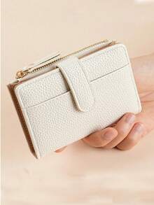 European And American Style Litchi Grain Minimalist Women Wallet High-End Quality Bifold Multi Card Slots Zipper Coin Purse For Women Money Wallet Mini Wallet Purse Wallet Y2K Small Wallet Cute Wallet