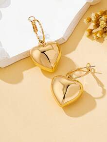 1 Pair Women's Fashionable Volumptuous Heart Shaped Earrings, Suitable For Daily Wear - Heart - View 3