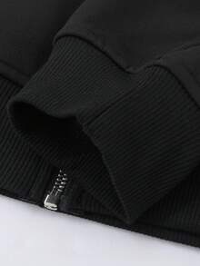 男士长袖拉链领休闲复古印花连帽运动衫