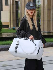 Large Capacity Badminton, Table Tennis, Tennis Racket Bag - Convertible Hand-Held Or Shoulder Back Sports Bag, Durable Nylon Material - White/Black, Suitable For Men And Women - Tennis, Fitness, Travel - Easy To Clean Sports Equipment Storage Bag