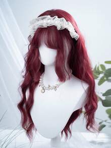 alicegarden 1 Synthetic Heat-Resistant Wig, A Red Curly Wig With Bangs, 30 Feet Long, Made Of Fiber, Suitable For Daily Use, Natural Simulation Wig - Red - View 3