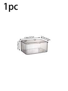 1 pieza Caja de almacenamiento transparente con tapa abatible, organizador de artículos de papelería de uso múltiple, caja de almacenamiento transparente multifuncional para escritorio con tapa abatible, caja de almacenamiento a prueba de polvo para cosméticos de escritorio, organizador de varios usos, almacenamiento de escritorio para el hogar/oficina, adecuado para el hogar, la escuela y la oficina, artículo esencial de oficina - transparente - Ver 14