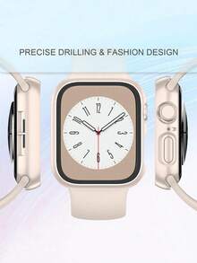 3 件套 + 钢化玻璃一体式表壳，防摔时尚保护套，兼容 表壳 40/41/42/44/45/46/49 毫米，兼容 Series Ultra/Se/11/10/9/8/7/6/5/4，智能手表配件男女款 - 粉紅色+玫瑰金+星光色 - 查看 6