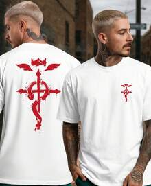 Unisex Street Anime T-Shirt FullMetal Alchemist Brotherhood Edward Elric Alchemy Homunculi - trắng - Xem 1
