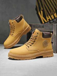 Men's Boots 2025 New Autumn/Winter Vintage Versatile High-Top Work Shoes, Thick Sole Comfortable Soft Increase Height British Style Leather Boots Streetwear - Multicolor - View 2