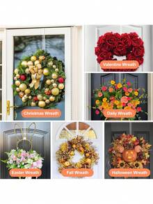 1 pezzo - Gancio senza graffi per appendere corone sulla porta, gancio per corona da porta - Supporto sottile in metallo per corona da appendere sulla porta, gancio stagionale per porte anteriori o posteriori (bianco, 30 cm). Decorazione per Pasqua, Ognissanti, Natale, cartello di benvenuto per porte d'ingresso, decorazione interna ed esterna, organizer sottile per la casa