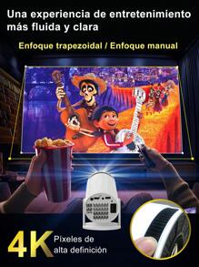 Proyector LED Profesional 4k HD Android Wifi , Proyector Inteligente con Corrección Automática de Nivel, Compatible con Teléfono Móvil Proyector de Cine al Aire Libre Giratorio 180°, Cine en Casa Portátil para Exterior, Casa, Conferencia - Blanco - Ver 8