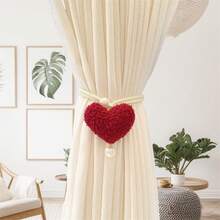 Heart Curtain Tiebacks Decorative Fleece Heart Curtain Ties Rope Curtain Holdbacks For Home Decorations - B - View 5