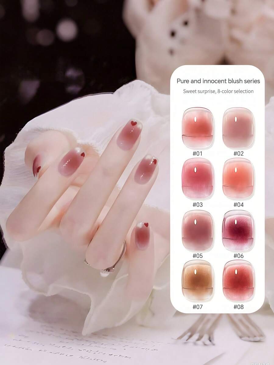 1 Bottle 15ML Trending Translucent Jelly Nail Polish, Fades Beautifully, Popular Autumn/Winter Shade, Nail Gel Lacquer Set, 2025 New Collection - Multicolor - View 1
