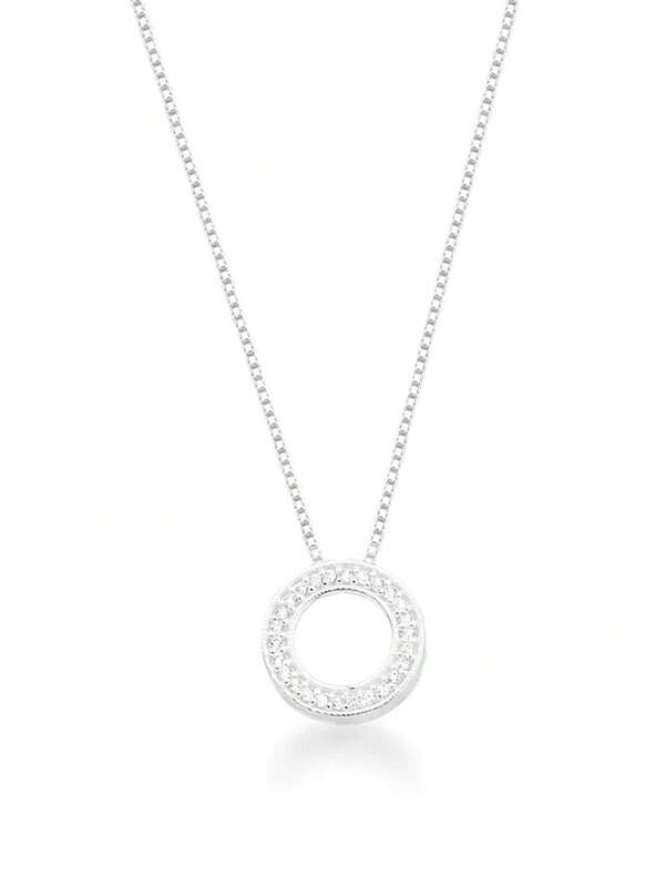 Colar Corrente Pingente Redondo Vazado Banhado Prata 925 + BRINDE!!!!!