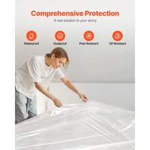 Plastic Mattress Bag, 2 Mil Thick Mattress Storage Bag, Wear-Resistant And Waterproof Plastic Bed Cover With Reinforced Corner Design, Heavy-Duty Mattress Moving Supplies (2 Pack, Queen Size) - Queen 2 packs - 查看 4