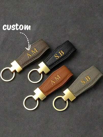 Personalized Keychain, Customized Initial Keychain, Luxury Faux Leather Car Keychain, Customized Name Keychain, Men And Women's Fashion Accessory, Single, Decorative, Climbing Hook Design, Perfect For Birthday Gifts, Durable, Colorful, Cute, Adorable, Funny, Kawaii, Y2K, Stylish, Unisex, Casual, Custom, Personalized, Unique, Customized, Ideal Gifts For Him