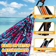 NatureFun Hamaca de camping de viaje ultraligera | Capacidad de carga 300 kg, (275 x 140 cm) transpirable, nailon de paracaídas de secado rápido | 2 mosquetones, 2 cuerdas de nailon incluidas - Tribunal Retrojudicial - Ver 7