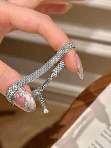 1条925纯银优雅丝带手链，精致女士饰品，派对礼物，生日礼物，日常佩戴 - 緞帶手鍊 - 查看 4